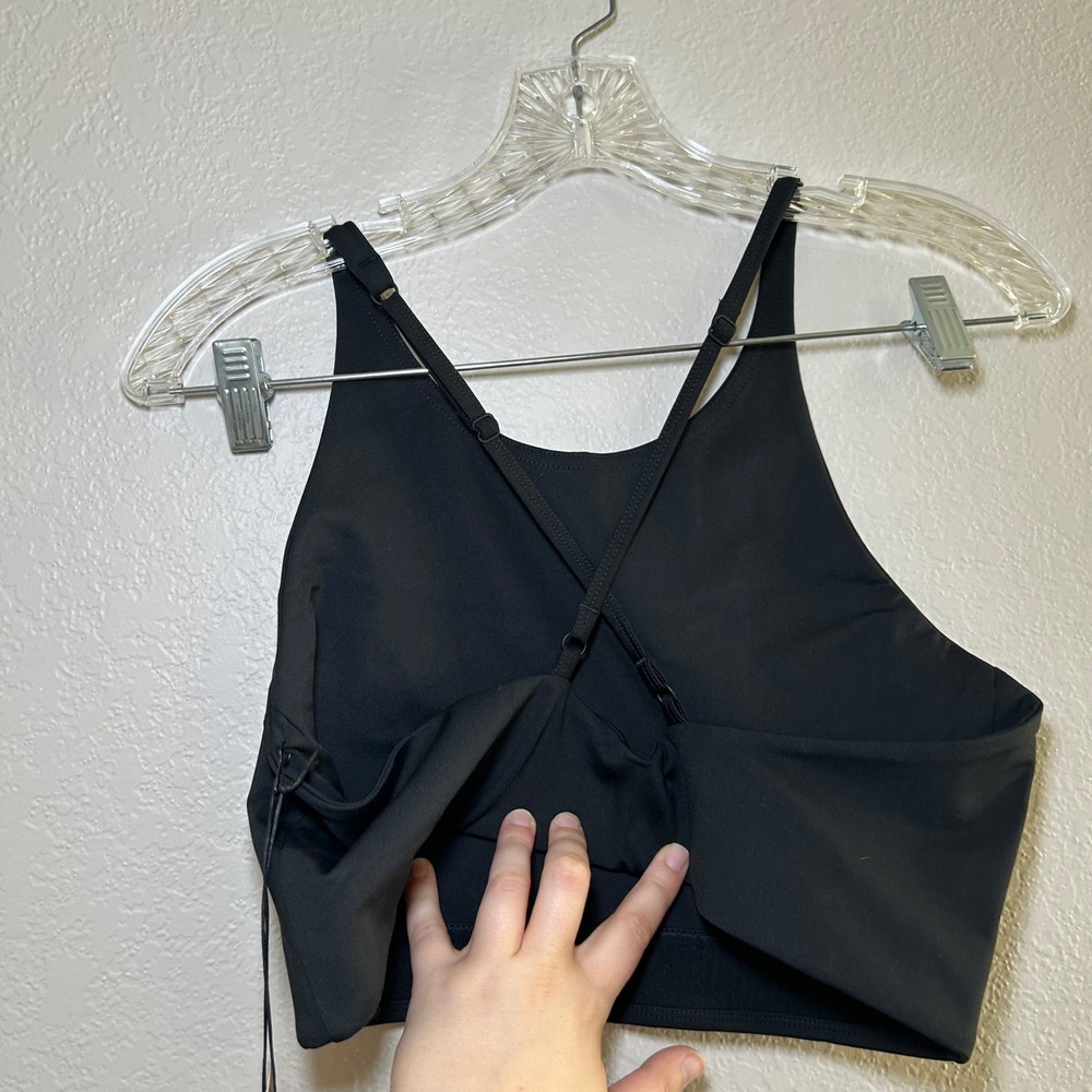 NWT Girlfriend Collective Black Recycled Polyester Spandex Sports Bra Crop Top L - Picture 2 of 5